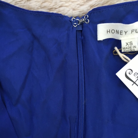 Honey Punch Purple V Neck Mini Dress Puffy Sleeves Size XS - Picture 7 of 8